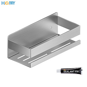 Kệ đựng đồ phòng tắm inox 304 xước dán tường Hobby home decor KCNX có keo dán