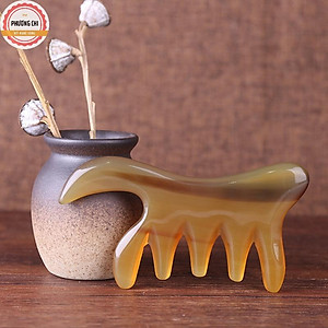 Lược sừng trâu răng thưa đa năng dùng massage đầu, ấn huyệt, gỡ rối tóc