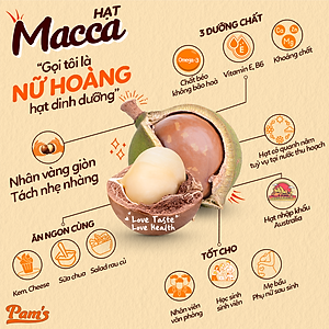 Hạt Macca Nữ Hoàng Size 30-32 Pams 250g/hộp - Mắc ca Úc Giòn Béo, Thơm Ngon, không cần dùng khui hạt