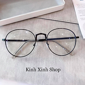 Kính Chống Ánh Sáng Xanh Không Độ Từ Điện Thoại, Máy Tính, Chống Mỏi Mắt Tròn Gọng Kim Loại Hàn Quốc - KÍNH XINH SHOP