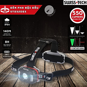 Đèn pin đội đầu siêu sáng SWISS+TECH ST032003 (550 Lumen – 140m) - Hàng chính hãng