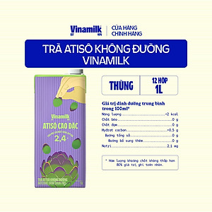 Thùng 12 hộp Trà Atisô không đường Vinamilk - Hộp giấy 1L
