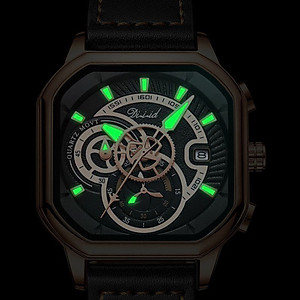 Đồng hồ nam dây da DIZIZID chính hãng mặt vuông cá tính, Chạy full 6 kim và lịch ngày, Kim dạ quang cao cấp, Chống nước cực tốt, Tặng kèm pin dự phòng DZBD79