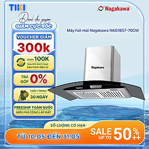 Máy Hút Mùi Than Hoạt Tính Cỡ Lớn Nagakawa NAG1857-70Cm - Bộ Lọc 5 Lớp Inox - Hàng Chính Hãng