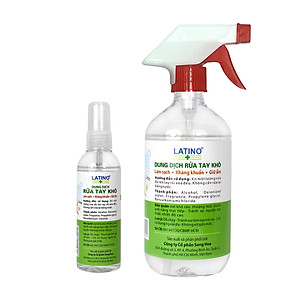 Dung dịch rửa tay khô Latino trà xanh - Combo: 01 chai 100ml & 01 chai 500ml (xịt phun sương)