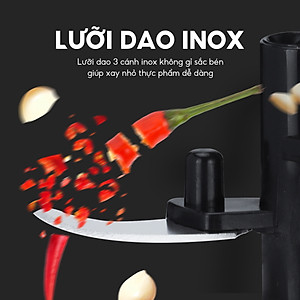 Dụng cụ xay tỏi ớt, thực phẩm Lebenlang LBL3777, 170ml, lưỡi dao 3 cánh sắc bén, dây kéo rút tiện lợi - hàng chính hãng