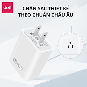 Củ Sạc Nhanh AOKA by Deli 20W Sạc Nhanh Cho Điện Thoại - Siêu Bền Chống Nóng Chống Cháy Nổ hàng chính hãng VS6013