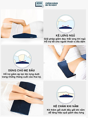 Đệm Gối Kê Lưng Ngủ OFFICE CHILL Đệm Kê Thắt Lưng Cao Su Non Hỗ Trợ Đau Lưng Thoát Vị Đĩa Đệm Bảo Hành 1 Năm