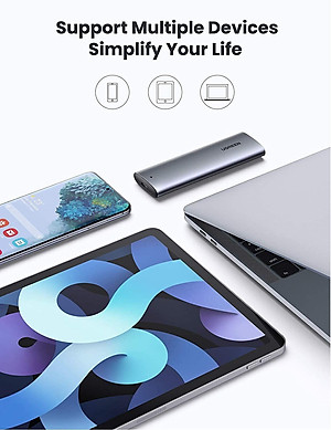 Ugreen 10902 0.5M m.2 nvme usb type c 10gbps hộp ổ cứng ssd màu xám kèm cáp 2 đầu C 3.1 Gen 1 Ugreen CM400 - Hàng Chính Hãng