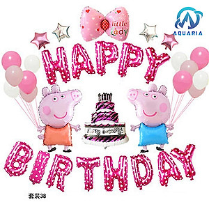 Sét Bong Bóng Trang Trí Sinh Nhật Peppa Pig Tặng Kèm Bơm Tay Siêu Đáng Yêu