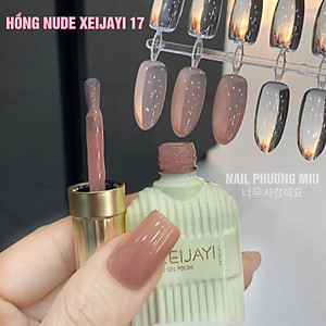 Sơn Gel Màu Thạch Hồng Nude XEIJAYI Số 17 Đậm Mướt Lót Base Làm Nail Siêu Đẹp, Lên Móng Chuẩn Màu Có Chiều Sâu Tôn Da Cần Dùng Đèn Hơ