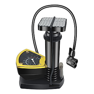 Bơm mini đạp chân - Bơm đa năng - Bơm được xe đạp, xe máy, các loại bóng, phao có đồng hồ đo áp suất - Tặng kim bơm các loại - Chính Hãng