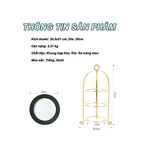 Đĩa bánh 3 tầng trang trí để bàn ăn MORANDI SILK GOLD
