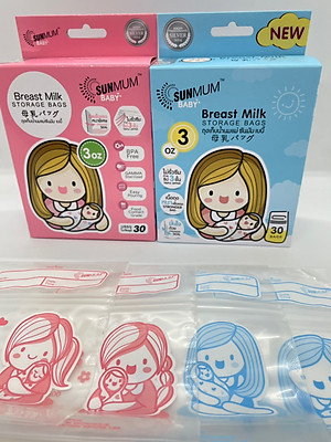 Hộp 30 túi trữ sữa Sunmum mini 100ml Thái Lan (có tem niêm phong) tặng 2 zipper 15x20cm