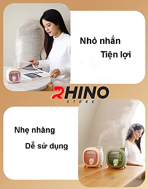 Máy phun sương, xông tinh dầu Rhino H809 500ml tạo ẩm, 2 đầu phun kèm đèn ngủ - Hàng chính hãng