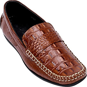 Giày Tây Nam Vân Cá Sấu Huy Hoàng HT7129 - Nâu