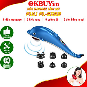 Máy mát xa cầm tay cá heo 6 đầu Nikio PL 608B điện tử