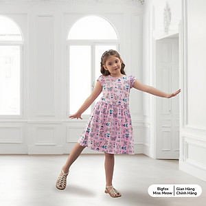 Váy cho bé gái Bigfox Miss Meow size đại mùa hè kiểu cộc tay chất cotton style Hàn cỡ 3,6,9,10,11 tuổi 30kg 40kg 1947