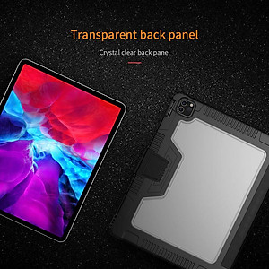 Bao da chống sốc cho iPad Pro 12.9 2020 2021 M1 2022 M2 hiệu Nillkin Bumber có ngăn đựng bút chống va đập, mặt lưng show Logo táo, cơ chế smartsleep - Hàng chính hãng