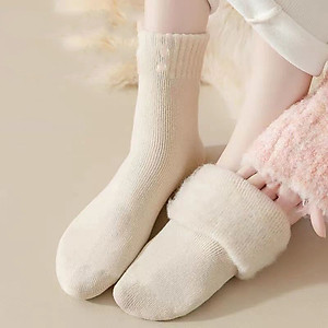 Combo 5 đôi Tất nữ lót lông cổ cao ấm áp giữ nhiệt, siêu giữ nhiệt tránh rét đại hàn