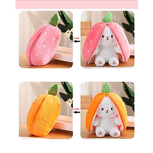 Gấu bông thỏ cà rốt 2 in 1, thú nhồi bông dâu cosplay cao cấp