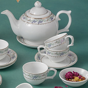 Bộ ấm bầu 2 hoa Nho sứ cao cấp Long Phương dung tích 500ml