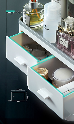 Hộp đựng bàn chải kem đánh răng nhà tắm tặng kèm 4 cốc-Kệ để đồ vệ sinh răng miệng dán tường (màu ngẫu nhiên)