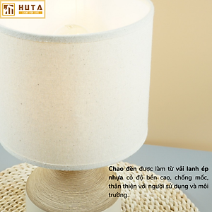 Đèn Ngủ Để Bàn Gốm Sứ Cao Cấp HUTA S14 Vân Màu Gỗ Độc Đáo Sang Trọng, Decor Trang Trí Phòng Ngủ, Khách Sạn, Đọc Sách Đầu Giường, Điều Chỉnh Độ Sáng, Ánh Sáng Vàng