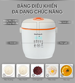Nồi Cơm Điện Tử BlueStone RCB-5928 - 0.6 Lít - 350W - Điều Khiển Cảm Ứng - Hẹn Giờ - Giữ Ấm - Lòng Nồi 1.5mm - Bảo Hành 2 Năm - Hàng Chính Hãng