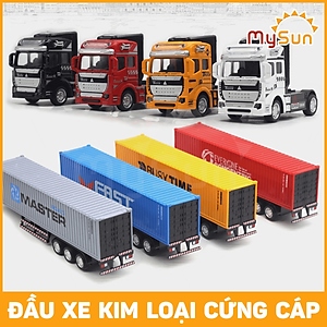 Xe container đồ chơi mô hình xe bồn đầu kéo công ten nơ chở xăng ô tô kim loại cho bé MySun