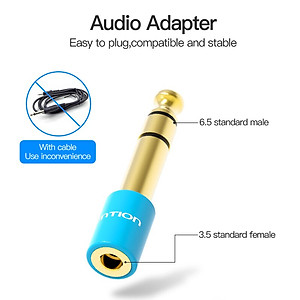 Đầu chuyển Audio 6.5mm (M) sang 3.5mm (F) Vention VAB-S01-L - Hàng chính hãng