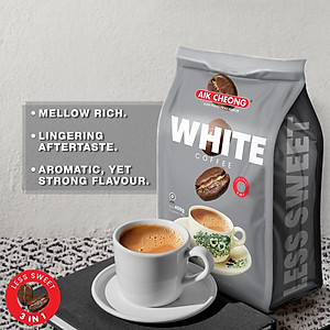 [Chính hãng]  Cà phê ít đường Aik Cheong White Coffee Less Sugar (12 gói x 38g) - Nhập khẩu từ Malaysia