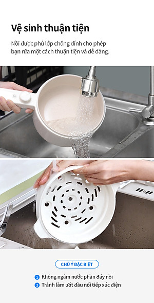 Nồi điện đa năng Locknlock Electric multi pot EJP436IVY 220V, 50Hz, 600W, 1.5L- Màu ngà - Hàng chính hãng