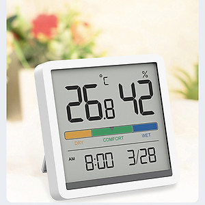 Đồng hồ nhiệt độ và độ ẩm Xiaomi youpin Miiiw Mute Màn hình LCD lớn 3,34 inch độ chính xác cao