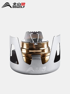 Bếp cồn dã ngoại, cắm trại, picnic SK063. Chất liệu hợp kim nhôm + đồng vàng. Nắp chữa cháy an toàn.