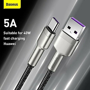 Cáp sạc nhanh, siêu bền Baseus Cafule Metal Series Type C 40W (USB to Type C, Zinc Alloy Material, Super Quick charge)- Hàng chính hãng.