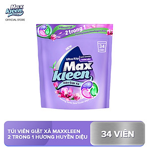 Túi Viên Giặt Xả MaxKleen 2 Trong 1 Hương Nước Hoa Huyền Diệu (34 viên/ túi)