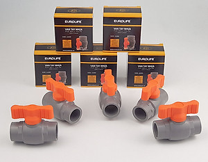 Van uPVC thân đúc bi nhưa ABS 21, 27, 34, 42, 49, 60mm Eurolife EL-VN (tay cam)