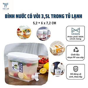 Bình Đựng Nước Có Vòi 3,5L  Để Trong Tủ Lạnh Tiện Lợi Đa Năng Ngăn Nắp Loại 1 - Hàng Chính Hãng MINIIN