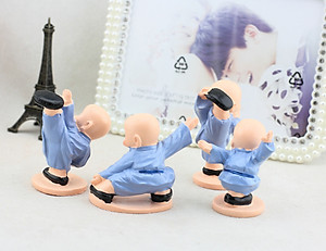 Combo 4 Tượng Chú Tiểu Đánh Võ Dễ Thương Trang Trí Xe Hơi, Bàn Làm Việc, Bonsai PaKaSa