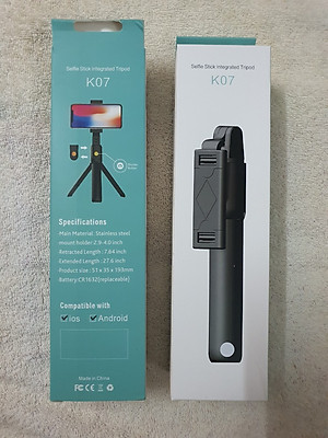 Gậy Tự Sướng Bluetooth K07 có chân đỡ - Gía Đỡ Điện Thoại Selfie - Gậy Chụp Hình Bluetooth - Hàng chính hãng