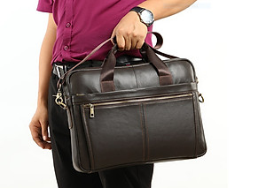 Túi xách nam da bò thật cao cấp phong cách mới 15,6"