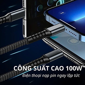 Dây Sạc 3 Đầu, Dây Sạc Nhanh 100W Với 3 Đầu Sạc Phù Hợp Với Nhiều Dòng Điện Thoại Dài Khoảng 1 Mét - Hàng Nhập Khẩu