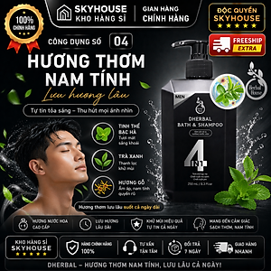 Dầu gội thảo dược thiên nhiên 4in1 tinh chất bạc hà độc quyền DHERBAL chai 250ml dầu gội trị gàu mọc tóc chính hãng