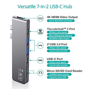 Hub chuyển Choetech HUB-M14 7in 2 dùng cho Macbook- Hàng chính hãng