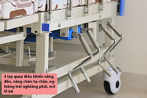 Giường y tế đa chức năng - nâng chân, nâng đầu, nghiêng trái, nghiêng phải, có chổ để bô, có chổ để chậu gội đầu - DCN04