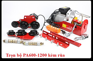 Bộ Tời Điện Kèm Rùa ABG PA600 (300/600Kg) 30 Mét - Giúp Máy Tời Treo Nâng Hạ Vật Nặng Dễ Dàng Trong Nhà Xưởng Công Nghiệp Và Đời Sống, Nâng Kéo Linh Hoạt, Hiệu Quả Cao - Hàng Chính Hãng