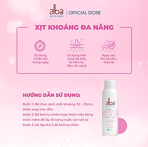 Xịt Khoáng BABY ALBA Chống Hăm Khô Rôm Sảy Giúp Da Bé Mịn Màng 150ML