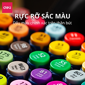 Bút Màu Marker Chuyên Nghiệp Hai Đầu Kèm Túi Vải Và Đế Họa Cụ Vẽ Tranh Cao Cấp Finenolo Deli - Phù Hợp Tô Màu Vẽ Tranh Manga Anime - EC184