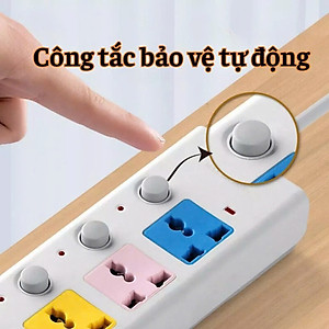 Ổ Cắm Điện 4 Ổ Cắm Kèm 2 Cổng USB Công Tắc, Đèn Báo Riêng Chịu Tải 2500W, Chống Giật, Chống Cháy - Hàng chính hãng